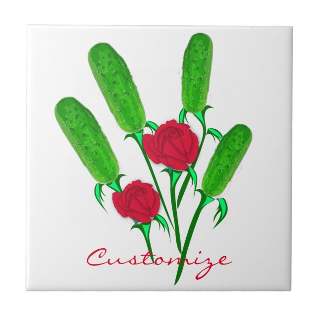 Beautiful Pickle Bouquet with Roses Thunder_Cove Tile (Front)
