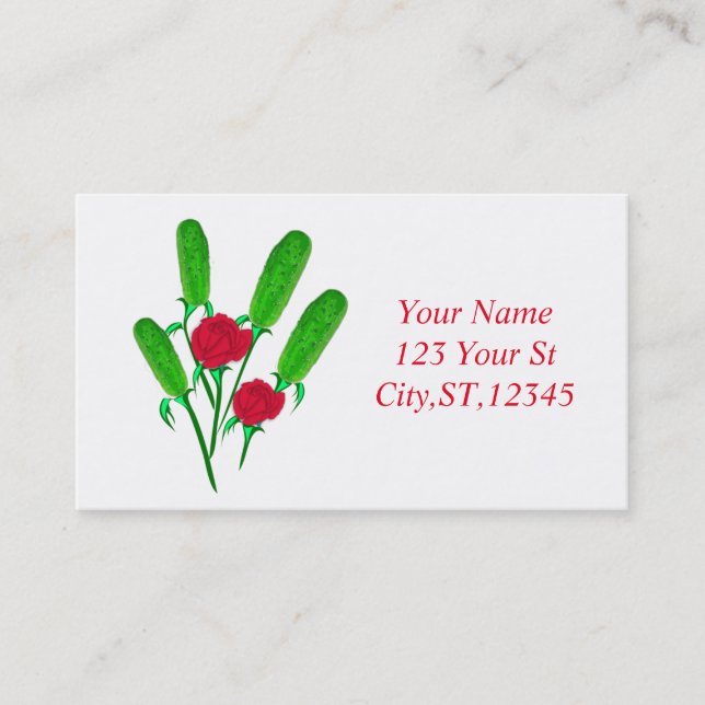 Beautiful Pickle Bouquet with RosesThunder_Cove Business Card (Front)