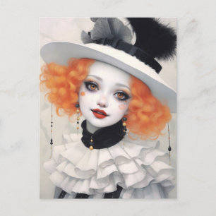Beautiful Pierrot Girl, Fantasy Art Postcard
