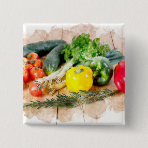 Beautiful Pin Button - Fresh Vegetables
