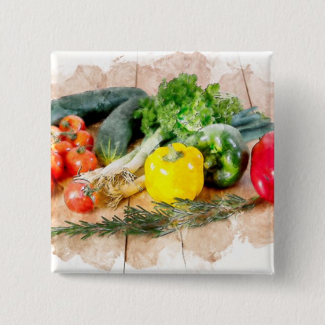 Beautiful Pin Button - Fresh Vegetables (Front)