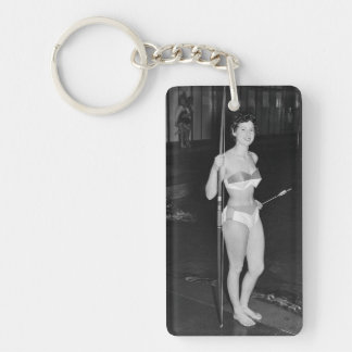 Beautiful Pin Up Girl Photo Keychain