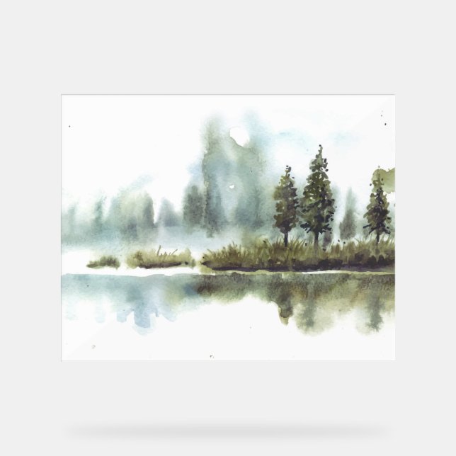 Beautiful pine trees in Lake Acrylic Sign (Front)