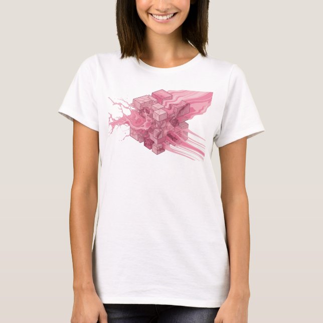 Beautiful Pink Abstract Cubes Custom Creation T-Shirt (Front)