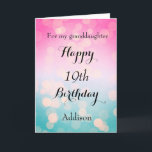 Beautiful Pink and Blue Bokeh 19th Birthday Card<br><div class="desc">A pretty bokeh blue and pink 19th birthday card for granddaughter,  daughter,  niece,  etc. The front of this modern 19th birthday can be easily personalized with the birthday recipient's name. The inside card message can also be personalized. This would make a great birthday keepsake for her nineteenth birthday.</div>