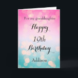 Beautiful Pink and Blue Bokeh 19th Birthday Card<br><div class="desc">A pretty bokeh blue and pink 19th birthday card for granddaughter,  daughter,  niece,  etc. The front of this modern 19th birthday can be easily personalized with the birthday recipient's name. The inside card message can also be personalized. This would make a great birthday keepsake for her nineteenth birthday.</div>