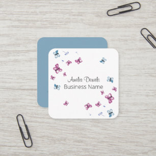 Beautiful Pink and Blue Butterfly  Square Business Card