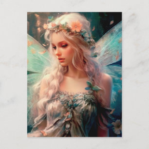 Beautiful Pink And Blue Fairy Fantasy Art Postcard