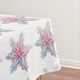 Beautiful Pink and Blue Kaleidoscope Christmas Tablecloth