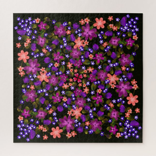 Beautiful Pink and Purple Boho Flowers Jigsaw Puzzle (Vertical)