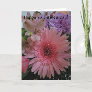 Beautiful Pink and Purple Flowers Valentine's Day Holiday Card