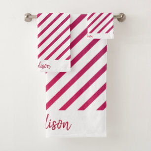 Beautiful Pink and red Stripes Bath Towel Set