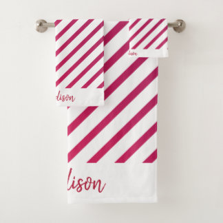 Beautiful Pink and red Stripes  Bath Towel Set