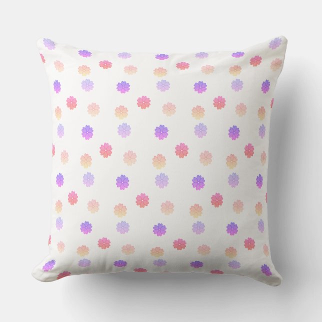 Beautiful Pink and Violet Pastel Colour Floral Throw Pillow (Front)