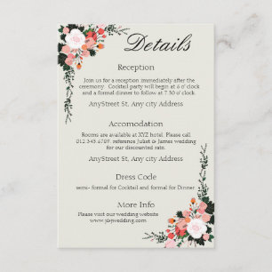 Beautiful Pink and White Blush floral Enclosure C Card