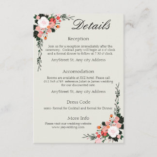 Beautiful Pink and White Blush floral  Enclosure C Card