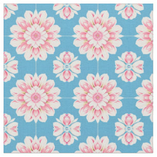 Beautiful Pink and White Floral Mandala Fabric