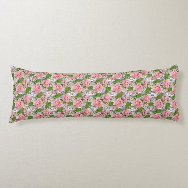 Beautiful Pink and White Flowers Body Pillow (Front)