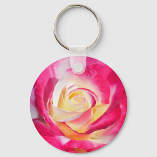 Beautiful pink and yellow rose keychain