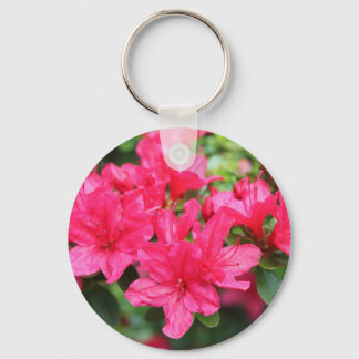 beautiful pink azalea flowers keychain