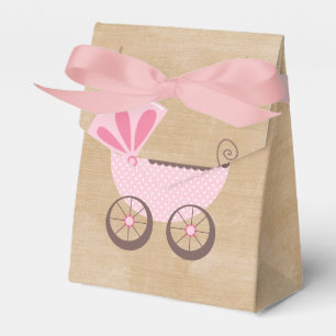 Beautiful Pink Baby Carriage Baby Shower Favor Box
