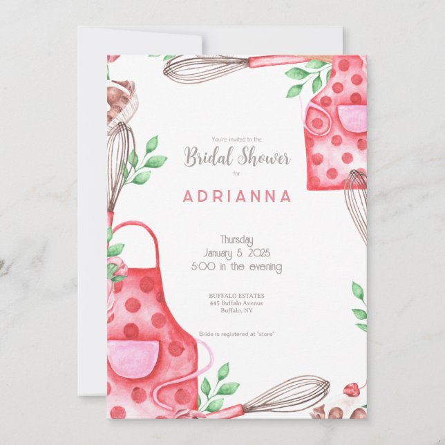 Beautiful Pink Baking Bridal Shower Invitation (Front)