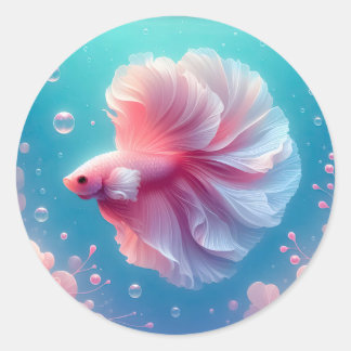 Beautiful Pink Betta Fish Classic Round Sticker