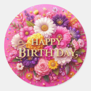 Beautiful Pink Birthday Sticker