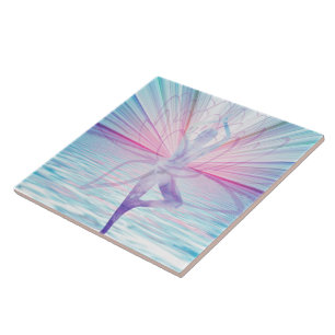 Beautiful Pink & Blue Vrikshasana Yoga Tile