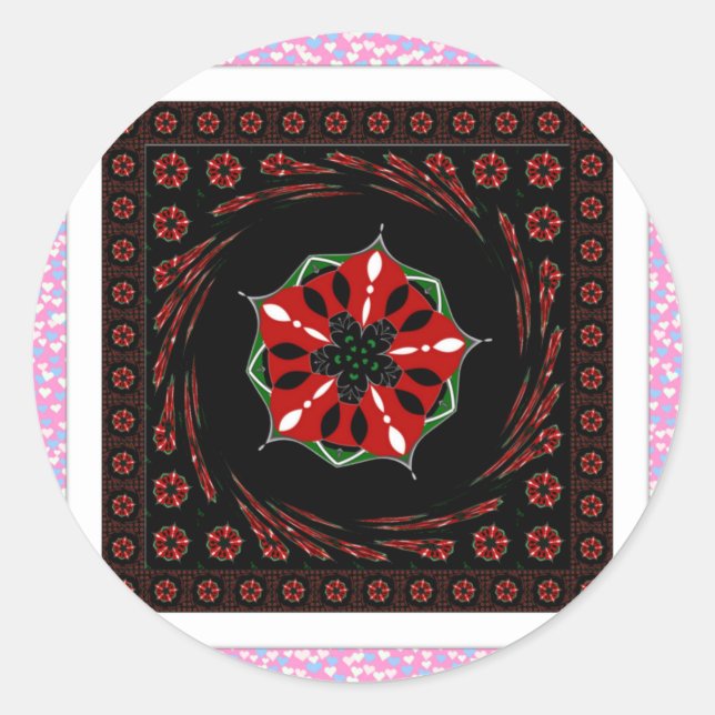 Beautiful Pink Blue White Hearts of Love Design Classic Round Sticker (Front)