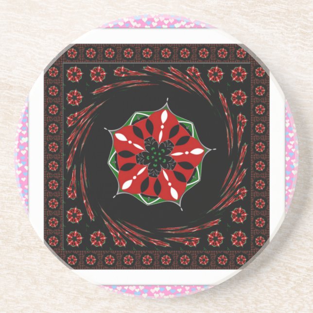 Beautiful Pink Blue White Hearts of Love Design Coaster (Front)