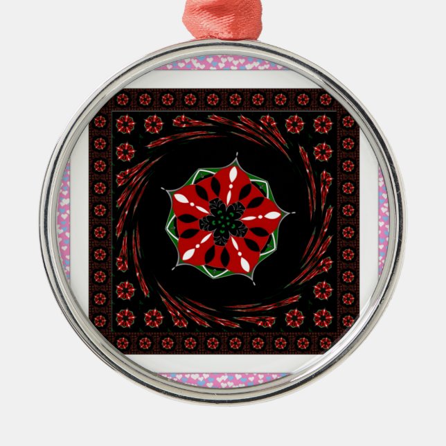 Beautiful Pink Blue White Hearts of Love Design Metal Ornament (Front)