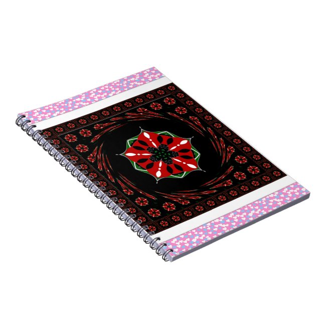 Beautiful Pink Blue White Hearts of Love Design Notebook (Right Side)