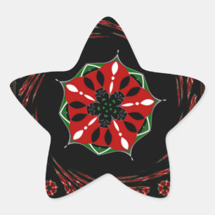 Beautiful Pink Blue White Hearts of Love Design Star Sticker