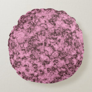 Beautiful pink bright marble dark veins round pillow