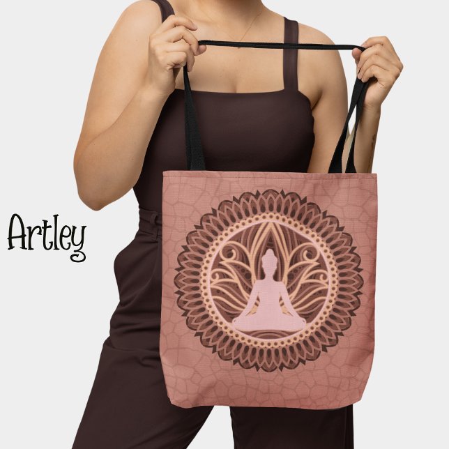 Beautiful Pink Buddha Mandala Monochromatic  Tote Bag (Creator Uploaded)