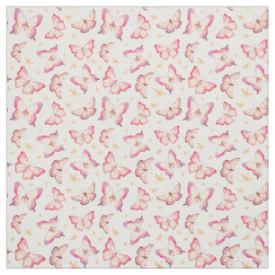 Beautiful pink butterfly and yellow flower fabric