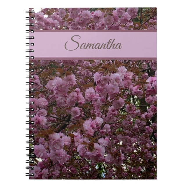 Beautiful Pink Cherry Tree Photography Personalize Notebook (Front)