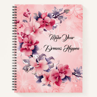 beautiful pink  chinese flowers notebook