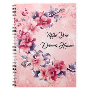 beautiful pink chinese flowers spiral notebook