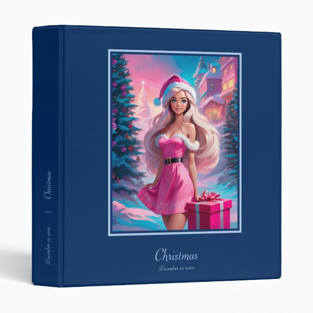 Beautiful Pink Christmas Girl 01 Binder (Front/Spine)