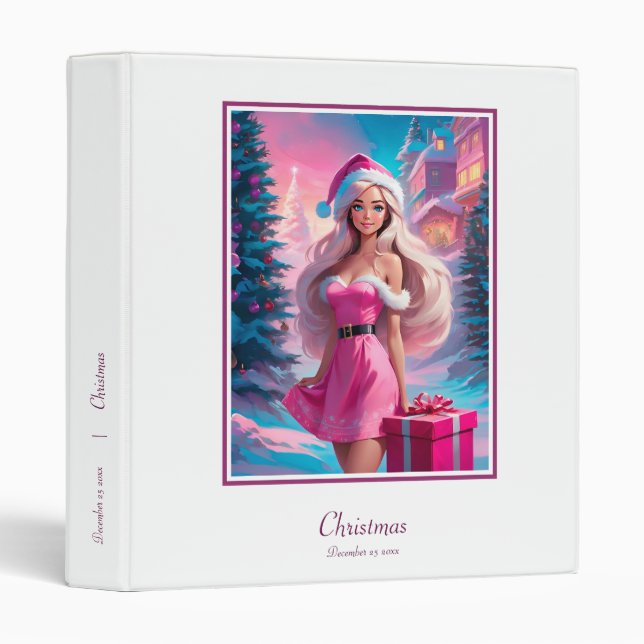 Beautiful Pink Christmas Girl 01 Binder (Front/Spine)