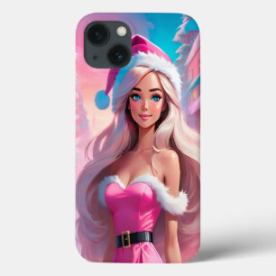 Beautiful Pink Christmas Girl 01 iPhone 13 Case