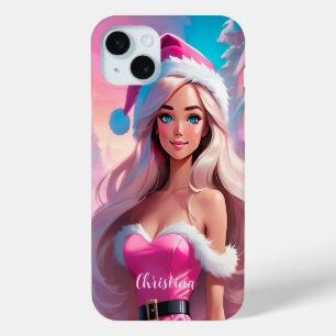 Beautiful Pink Christmas Girl 01 iPhone 15 Mini Case