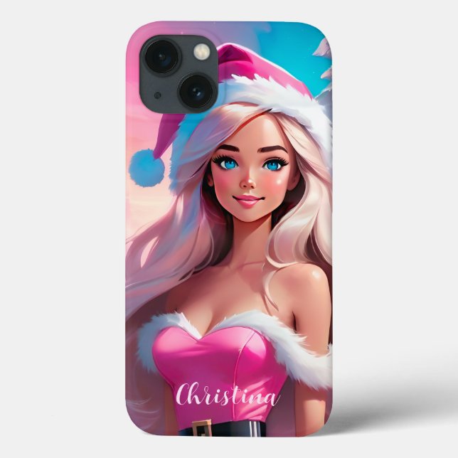 Beautiful Pink Christmas Girl 01 Case-Mate iPhone Case (Back)