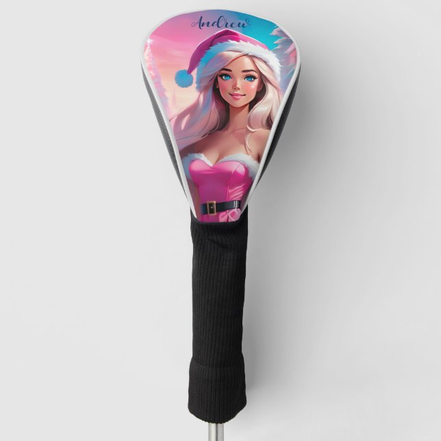 Beautiful Pink Christmas Girl 01 Golf Head Cover (Front)