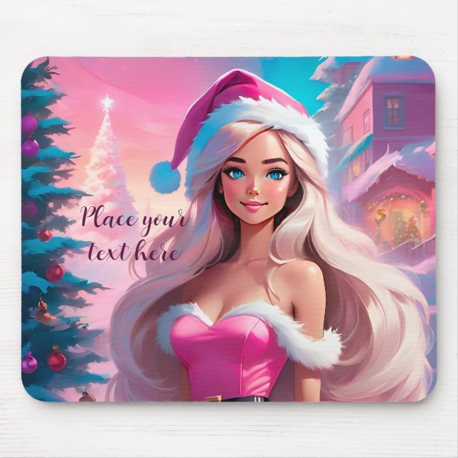 Beautiful Pink Christmas Girl 01 Mouse Pad (Front)