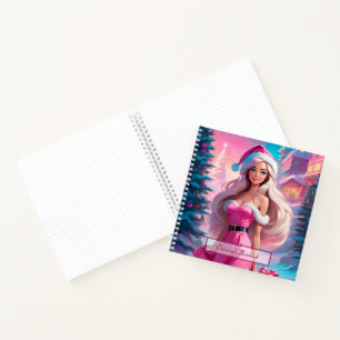 Beautiful Pink Christmas Girl 01 Notebook