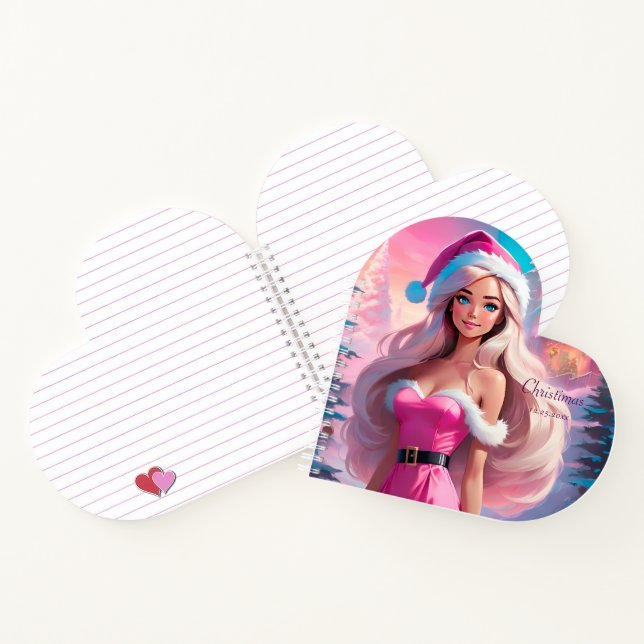 Beautiful Pink Christmas Girl 01 Notebook (Inside)