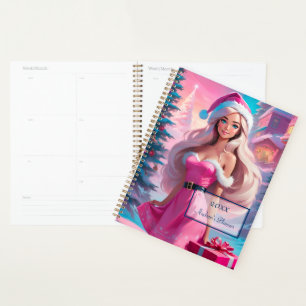 Beautiful Pink Christmas Girl 01 Planner